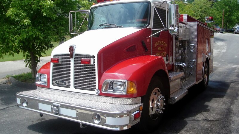 Red Fire Truck — Neutral, Afternoon, Photograph, Tree