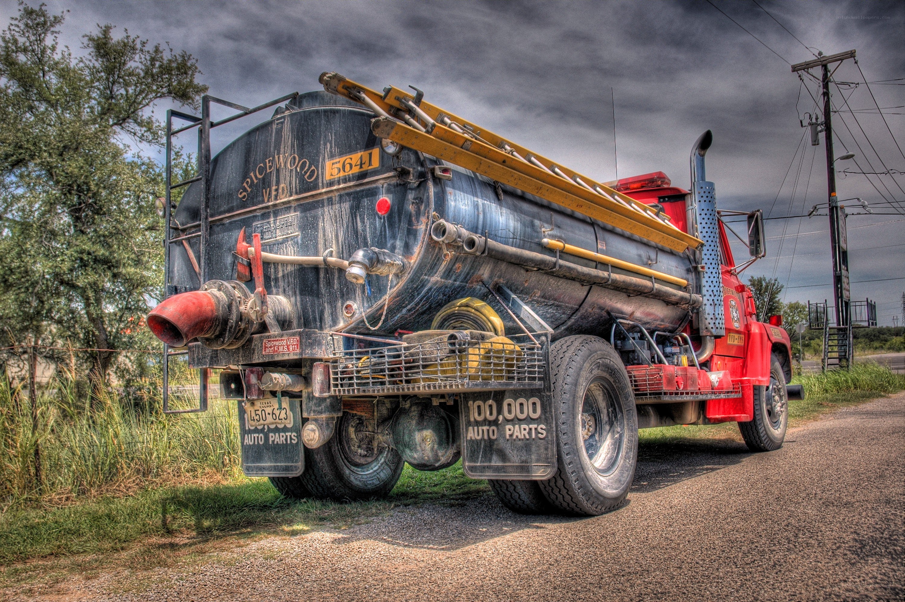 red fire truck on road
