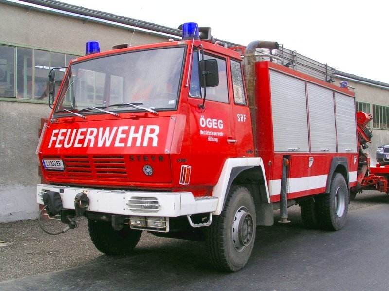 red fire truck parked outside