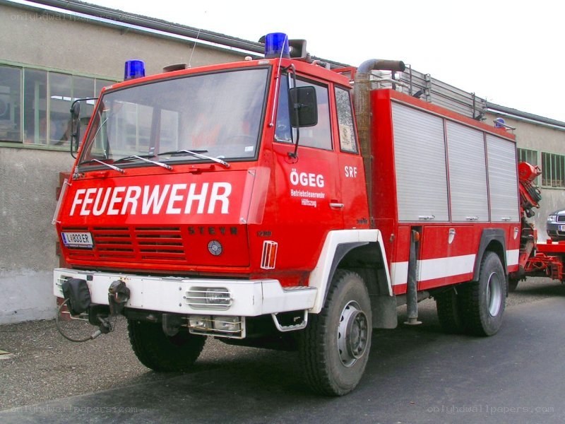 red fire truck parked outside