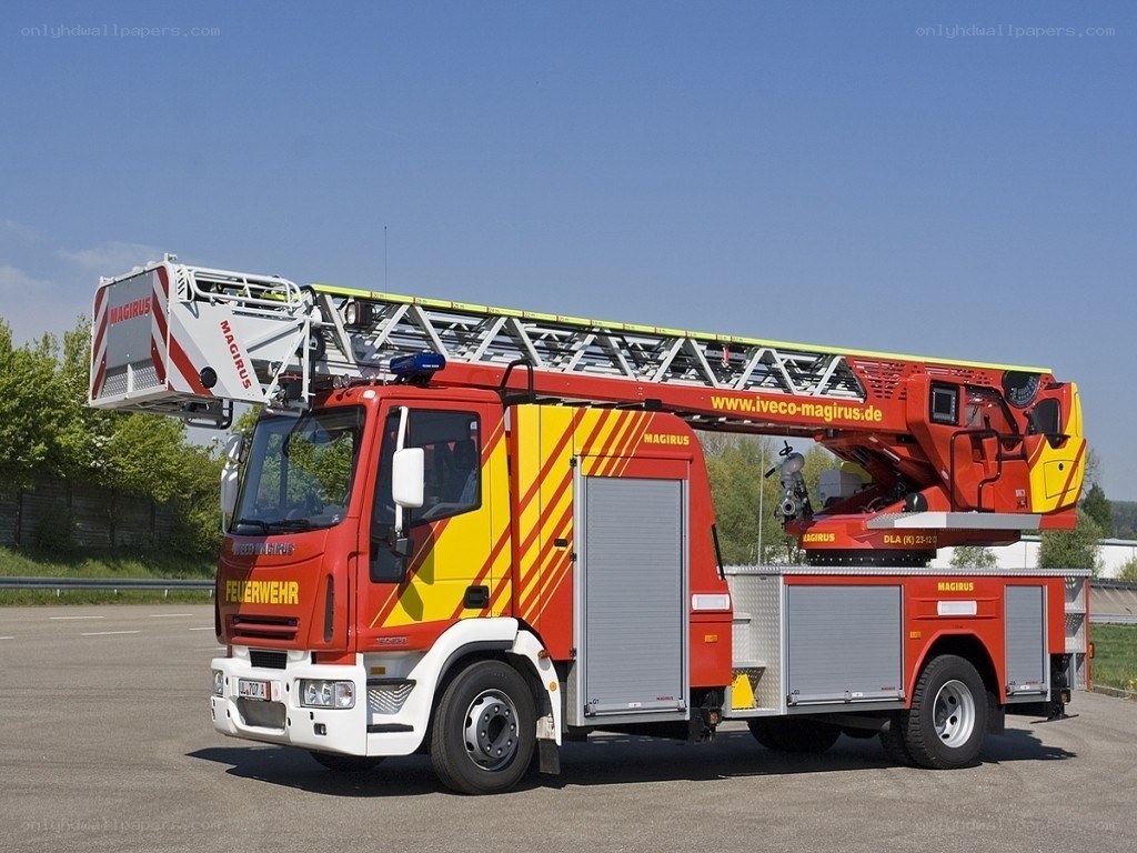 Red fire truck with ladder
