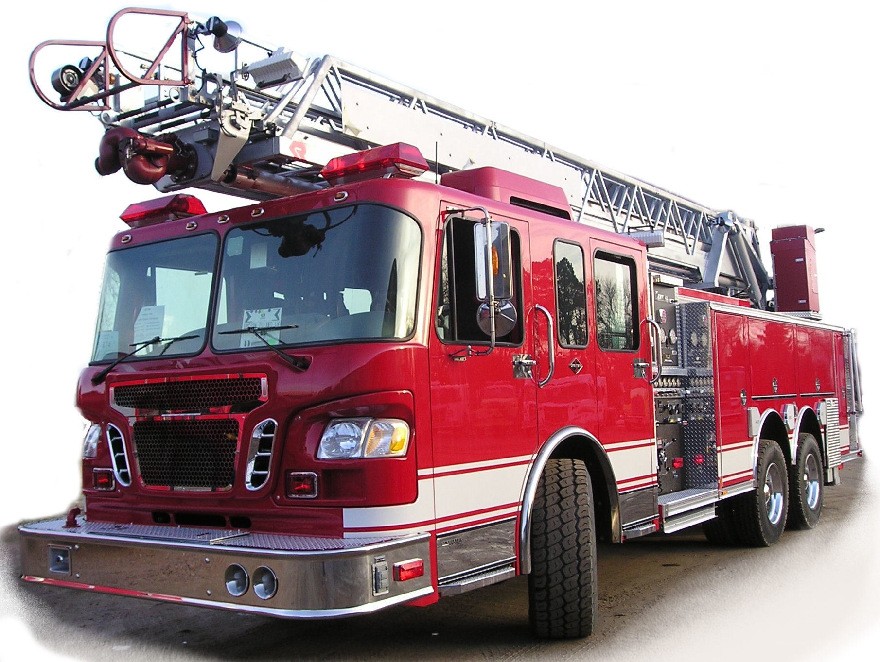 red fire truck with ladder