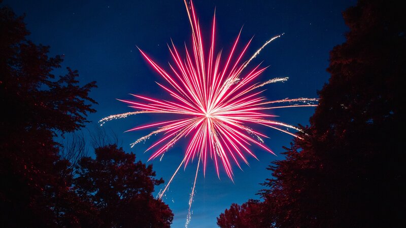 Red Firework Explosion — Dramatic