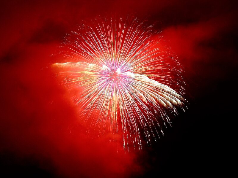 Red firework explosion