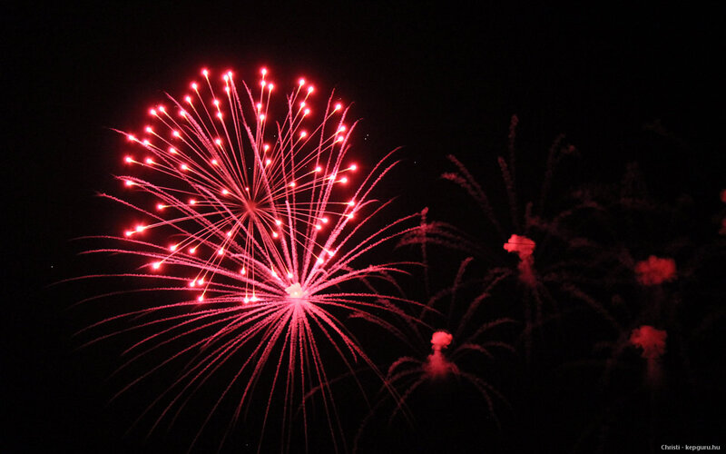 Red Fireworks Display — Dramatic, Night, Photograph, Night Sky, Explosion