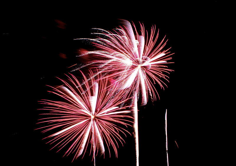 Red Fireworks Display — Dramatic