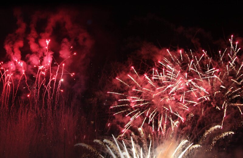 Red Fireworks Display — Festive