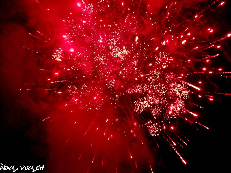Red fireworks display
