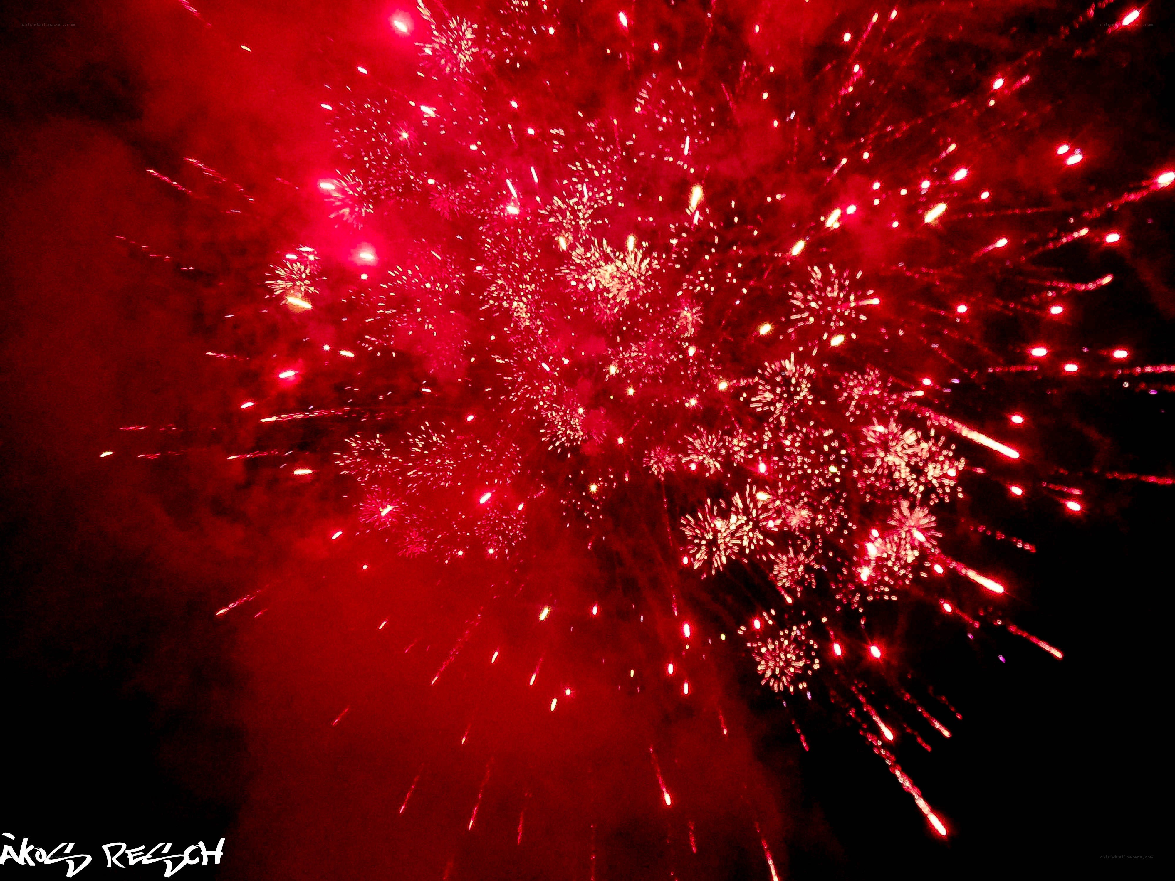 Red fireworks display