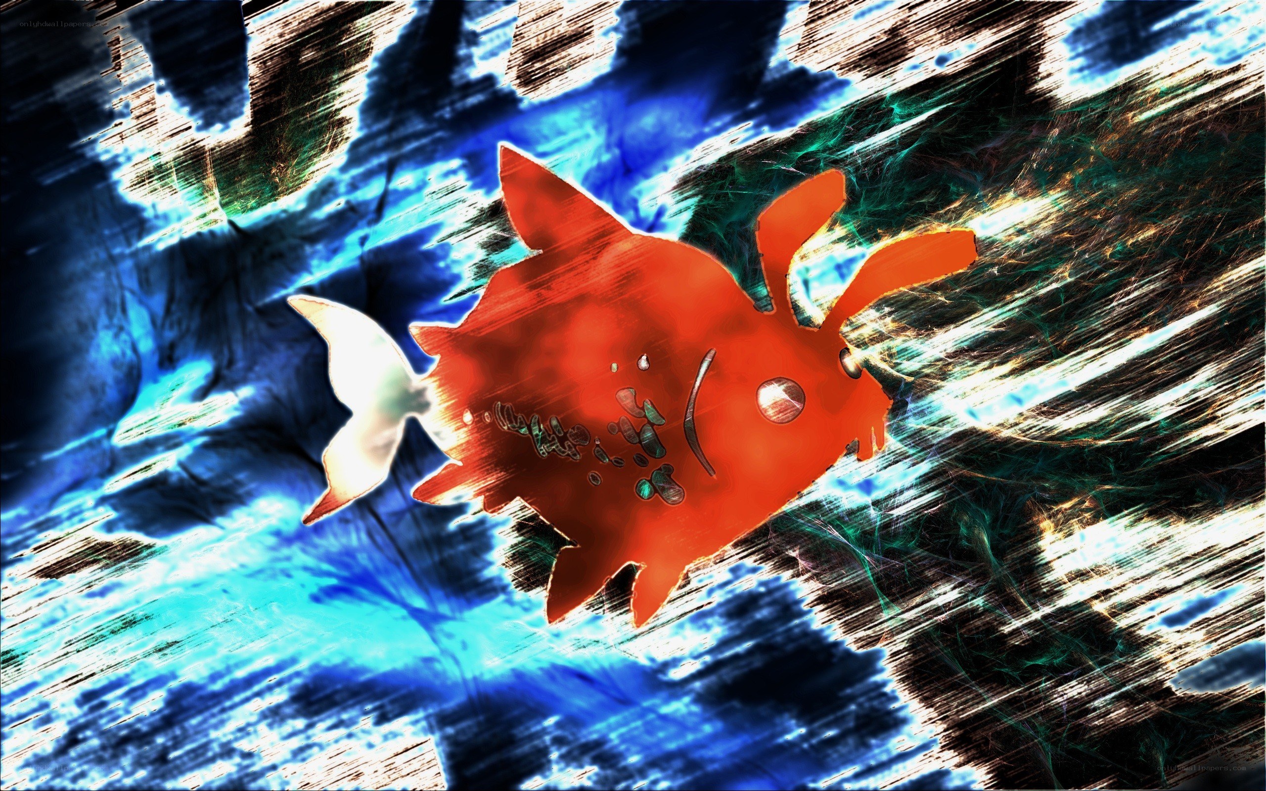 Red fish in blue water