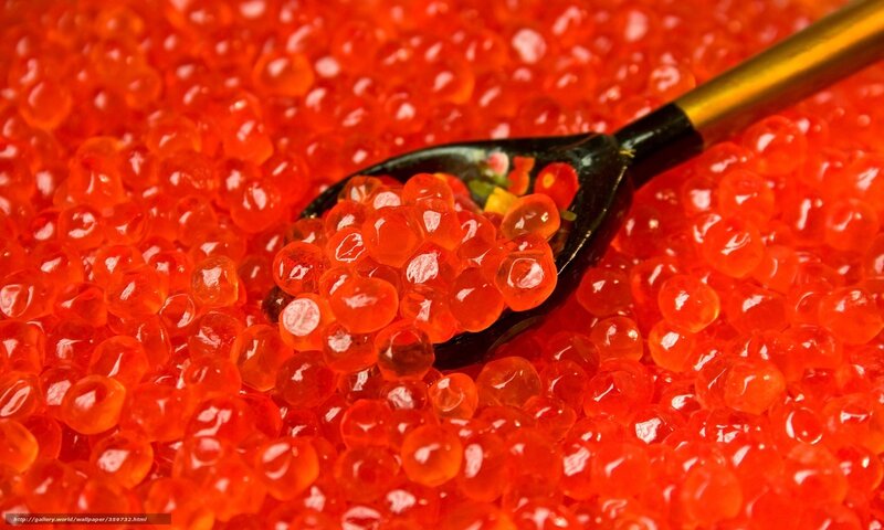 Red Fish Roe on Spoon — Close-up