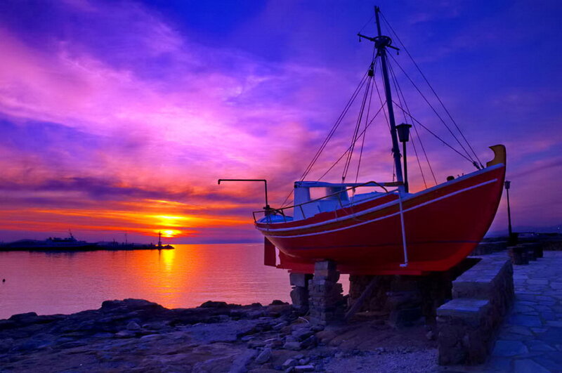 Red Fishing Boat on Shore