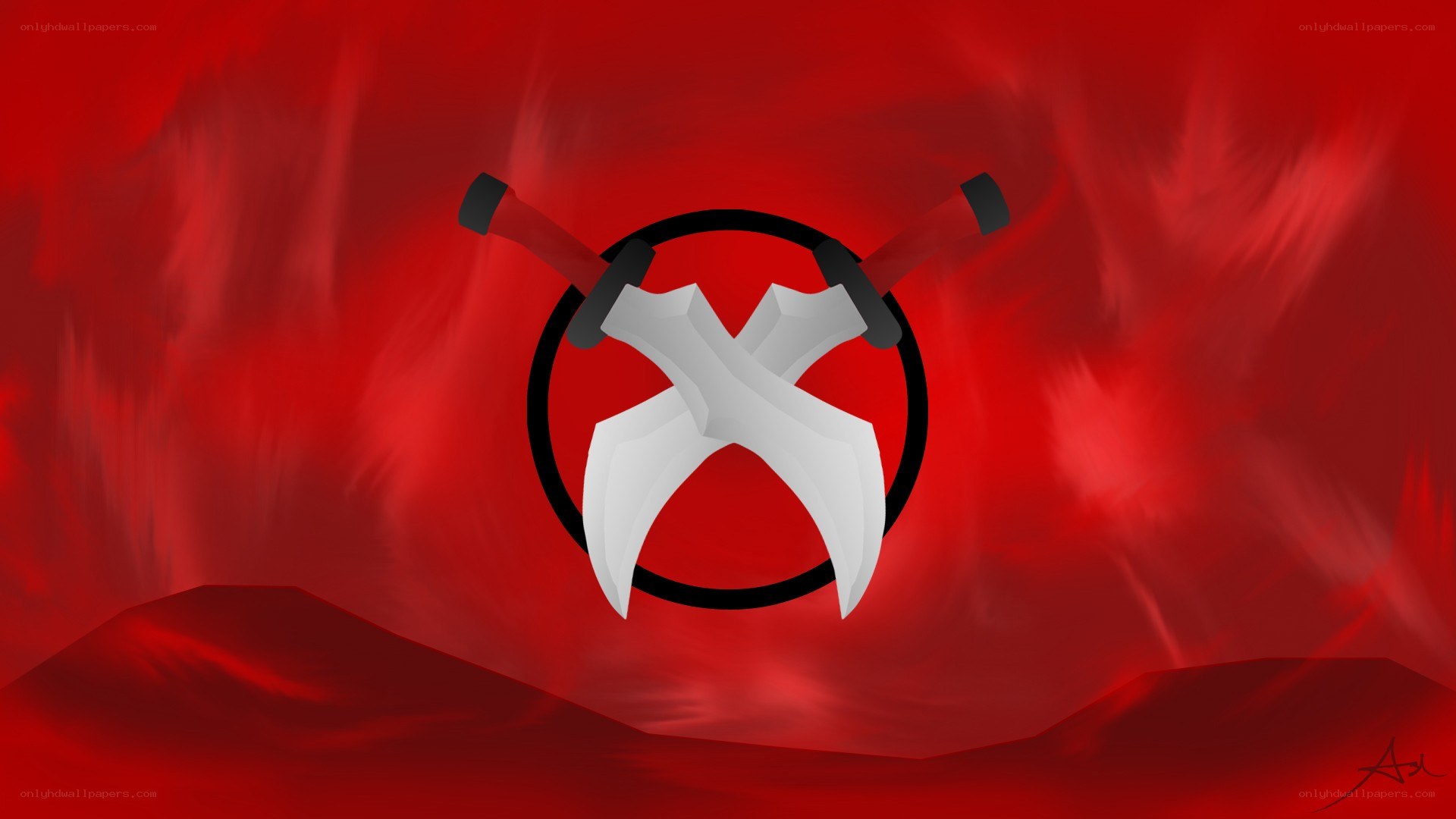 red flag with crossed swords