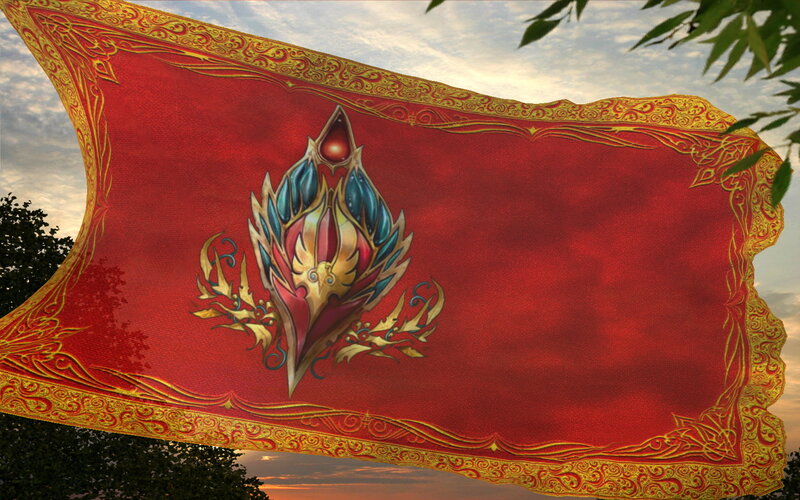 Red Flag with Emblem — Dramatic