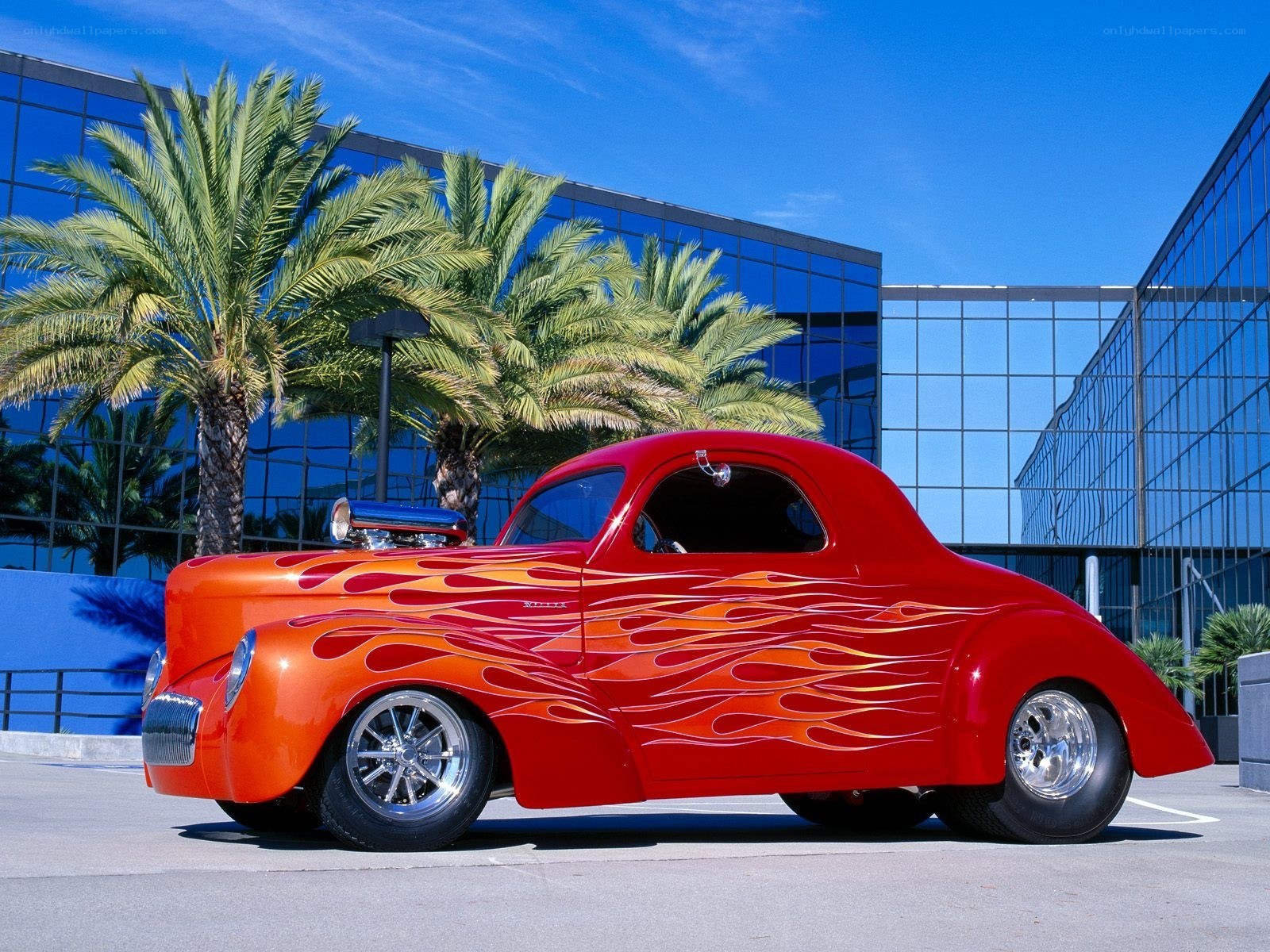Red flame custom car