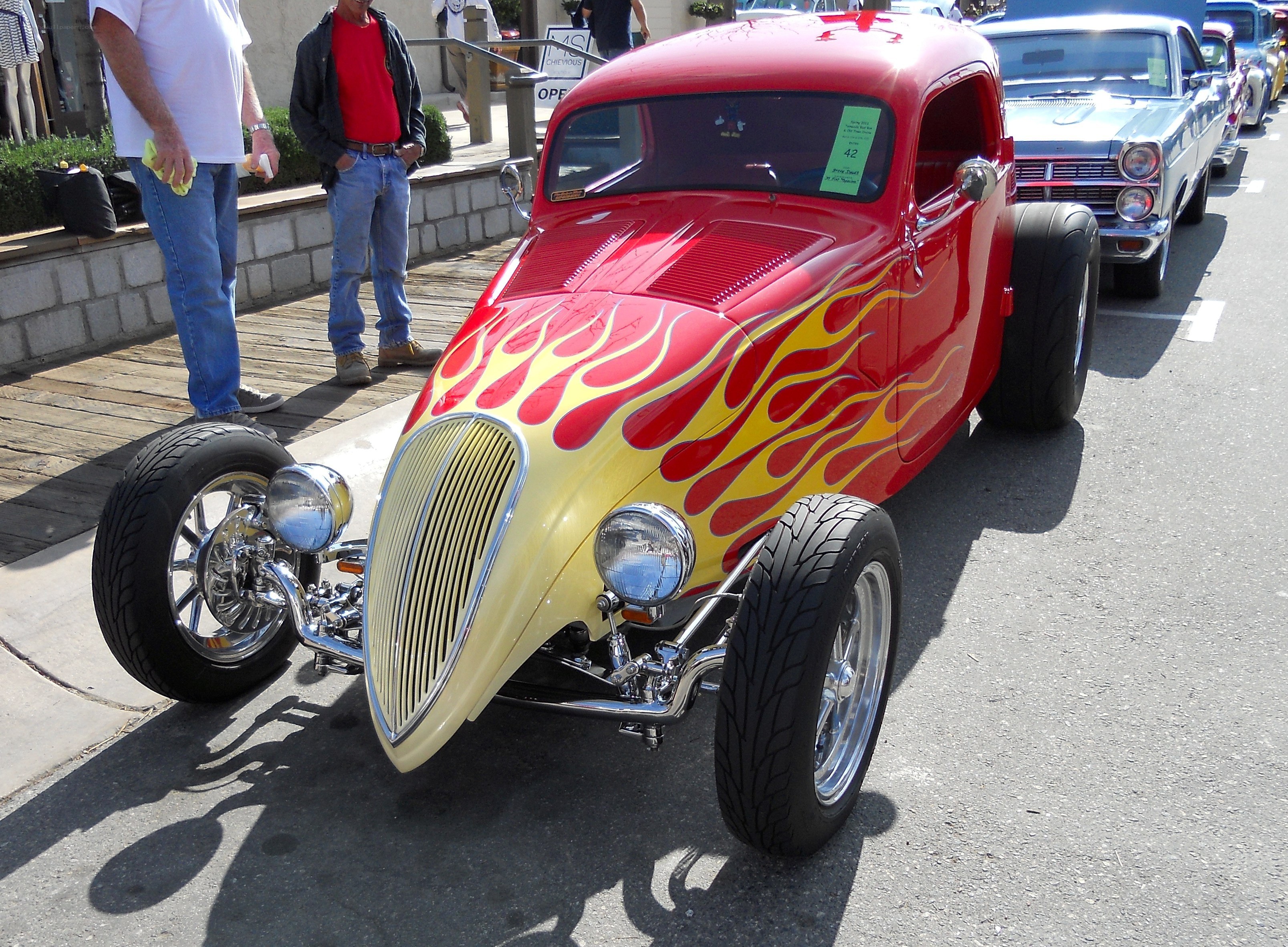 Red flame custom hot rod