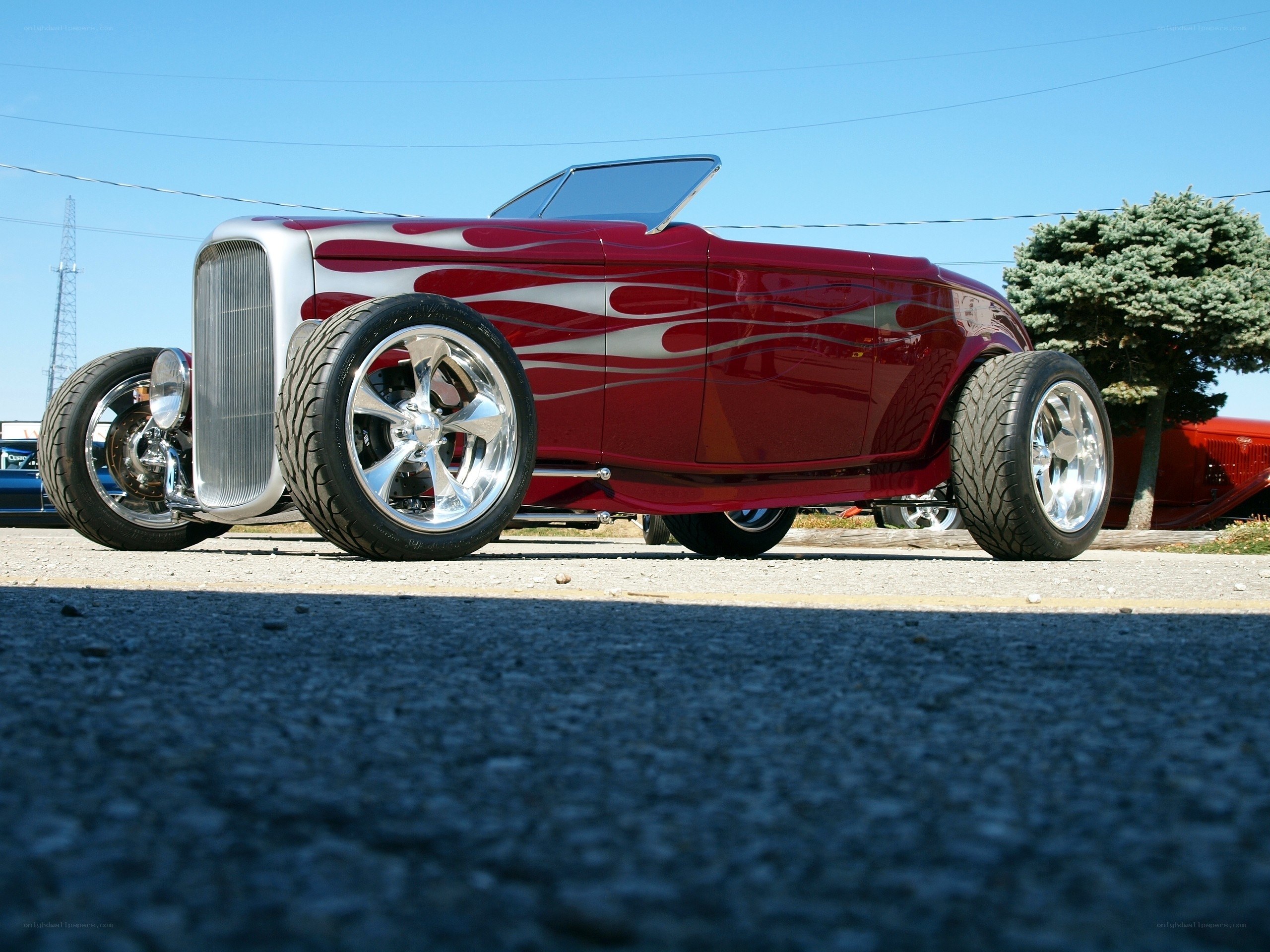 Red flame custom hot rod