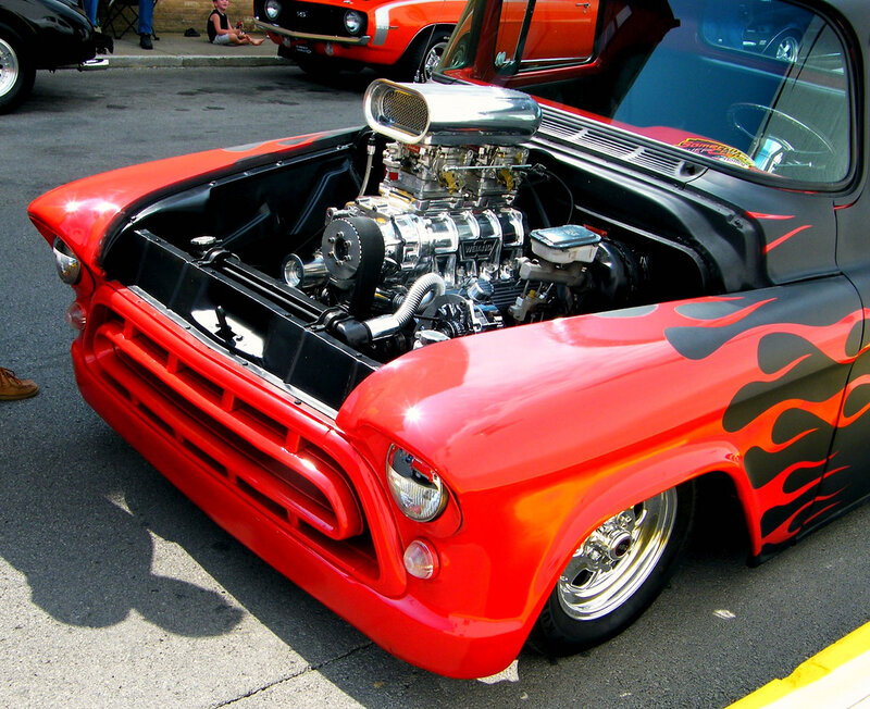 Red flame custom truck