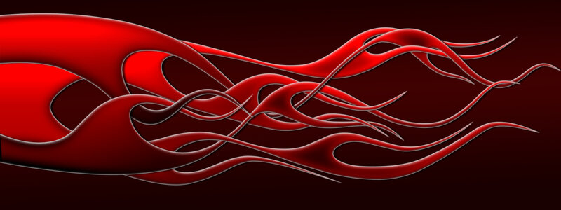 Red flame design on dark background