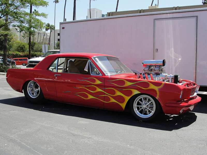Red Flame-painted Car — Bright