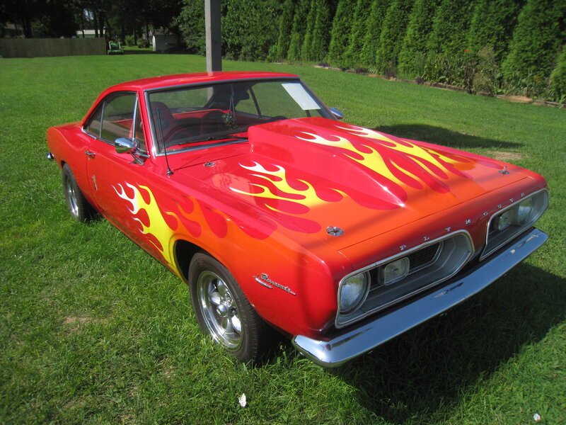 Red Flame-painted Car — Calm