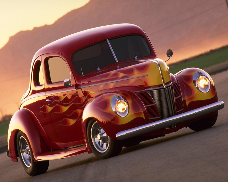 Red Flame-painted Car — Dramatic