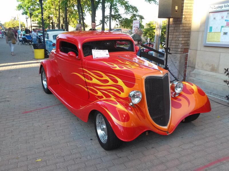 Red Flame-painted Car — Outdoor, Afternoon, Photograph, People