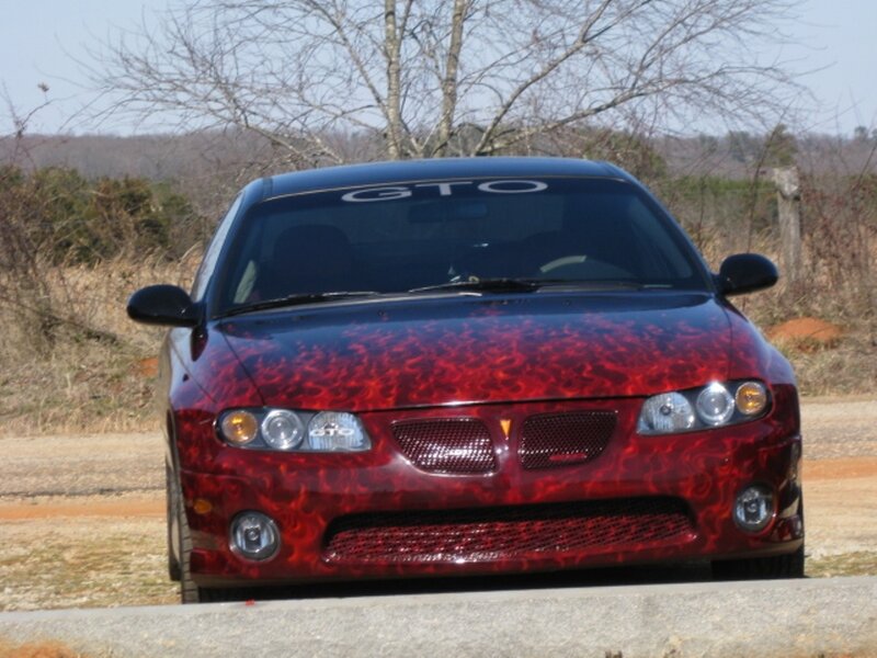 Red Flame-painted Car — Outdoor, Autumn