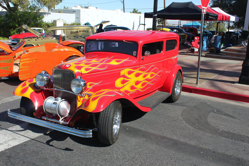 Red Flame-painted Car — Outdoor