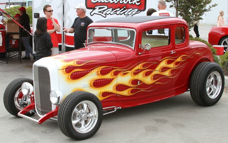 Red Flame-painted Hot Rod — Outdoor