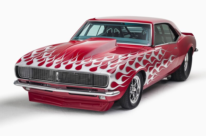 Red Flame-painted Muscle Car