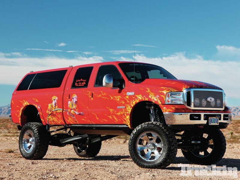 Red Flame-painted Truck — Dramatic, Afternoon