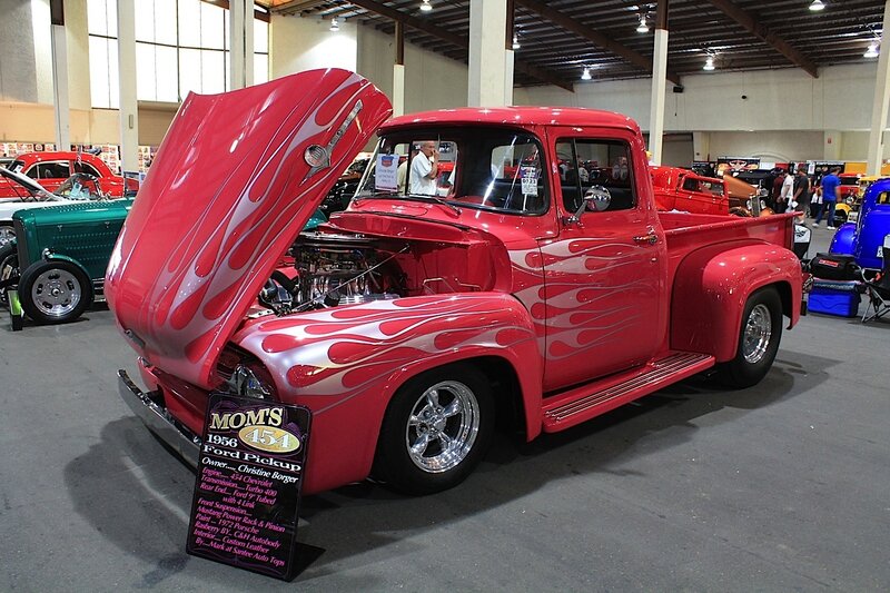 Red Flame-painted Truck — Showcase, Photograph