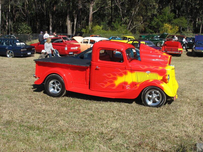 Red Flame-painted Truck
