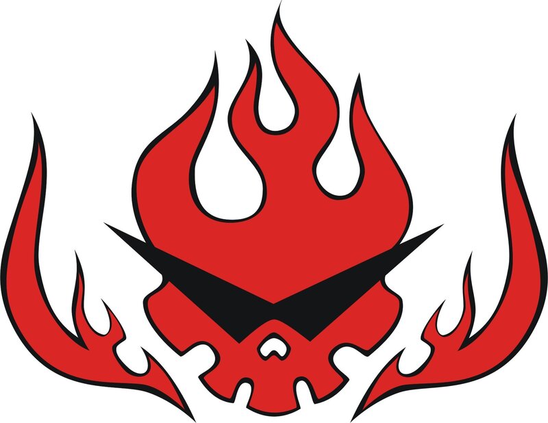 Red Flame Skull — Aggressive, Vector Art, Black