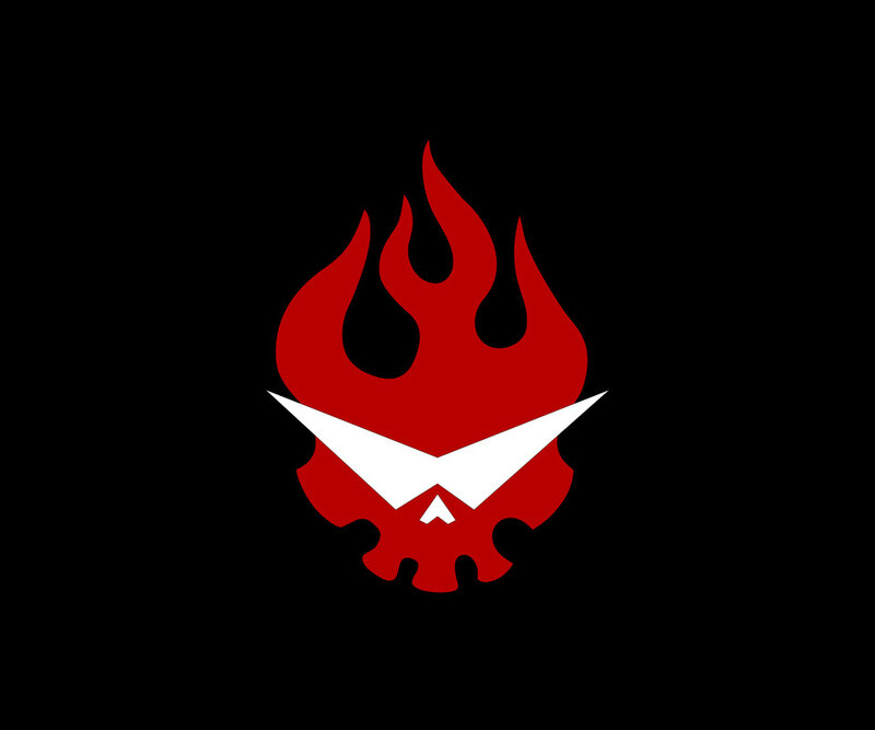 Red Flame Skull — Aggressive, Vector Art