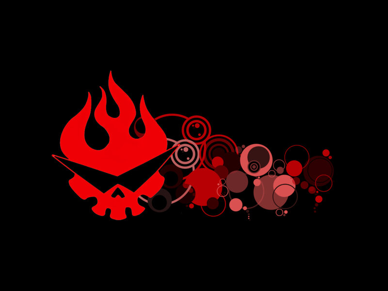 red flame skull logo