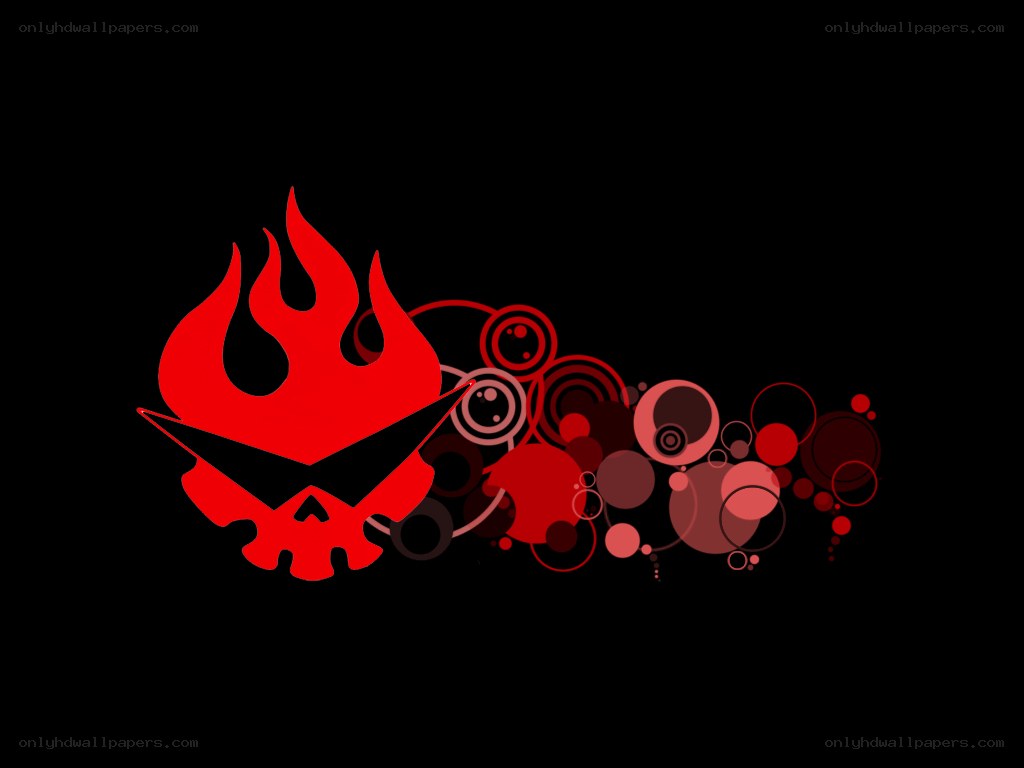 red flame skull logo