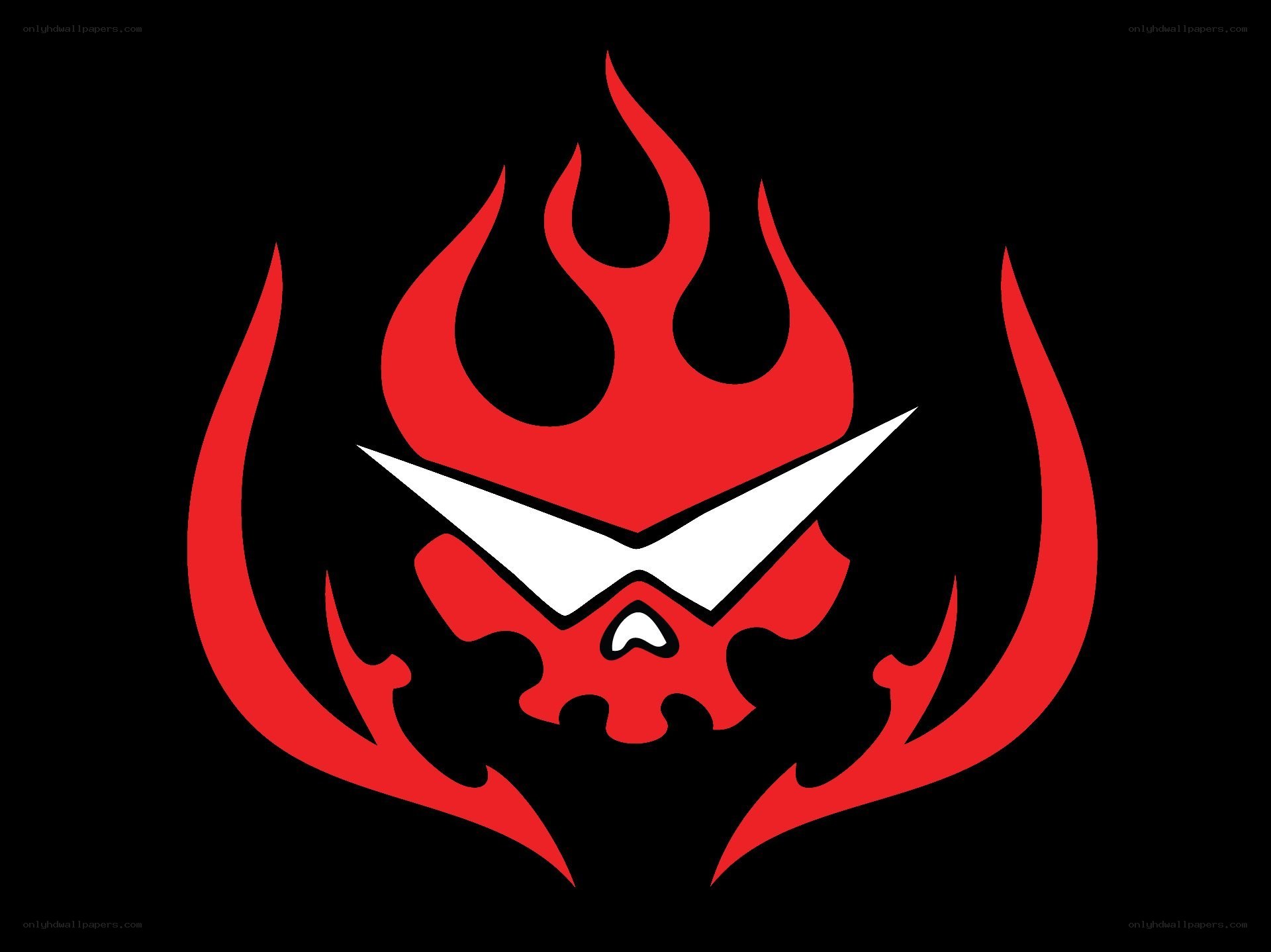 red flame skull logo