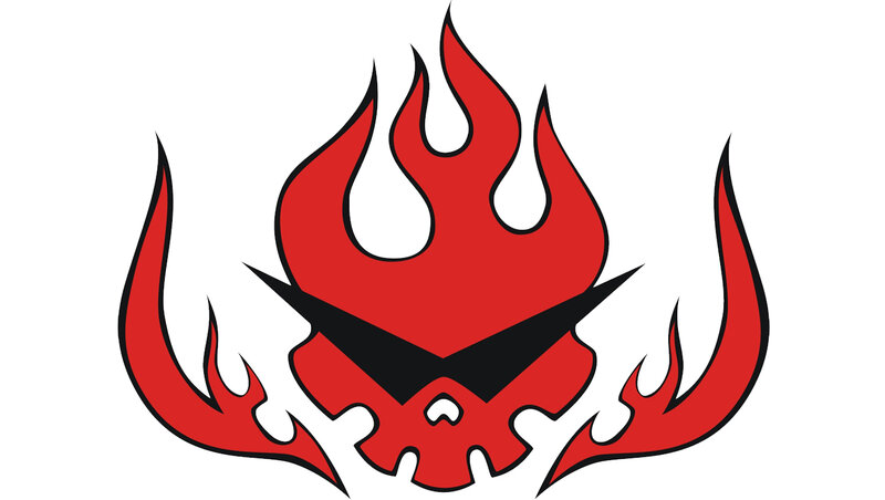 Red Flame Skull Logo — Aggressive, Vector Art