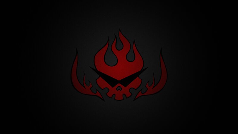 Red Flame Skull Logo — Black