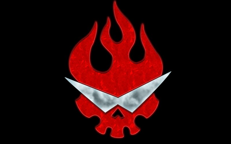Red Flame Skull Logo — Dramatic, Digital Art