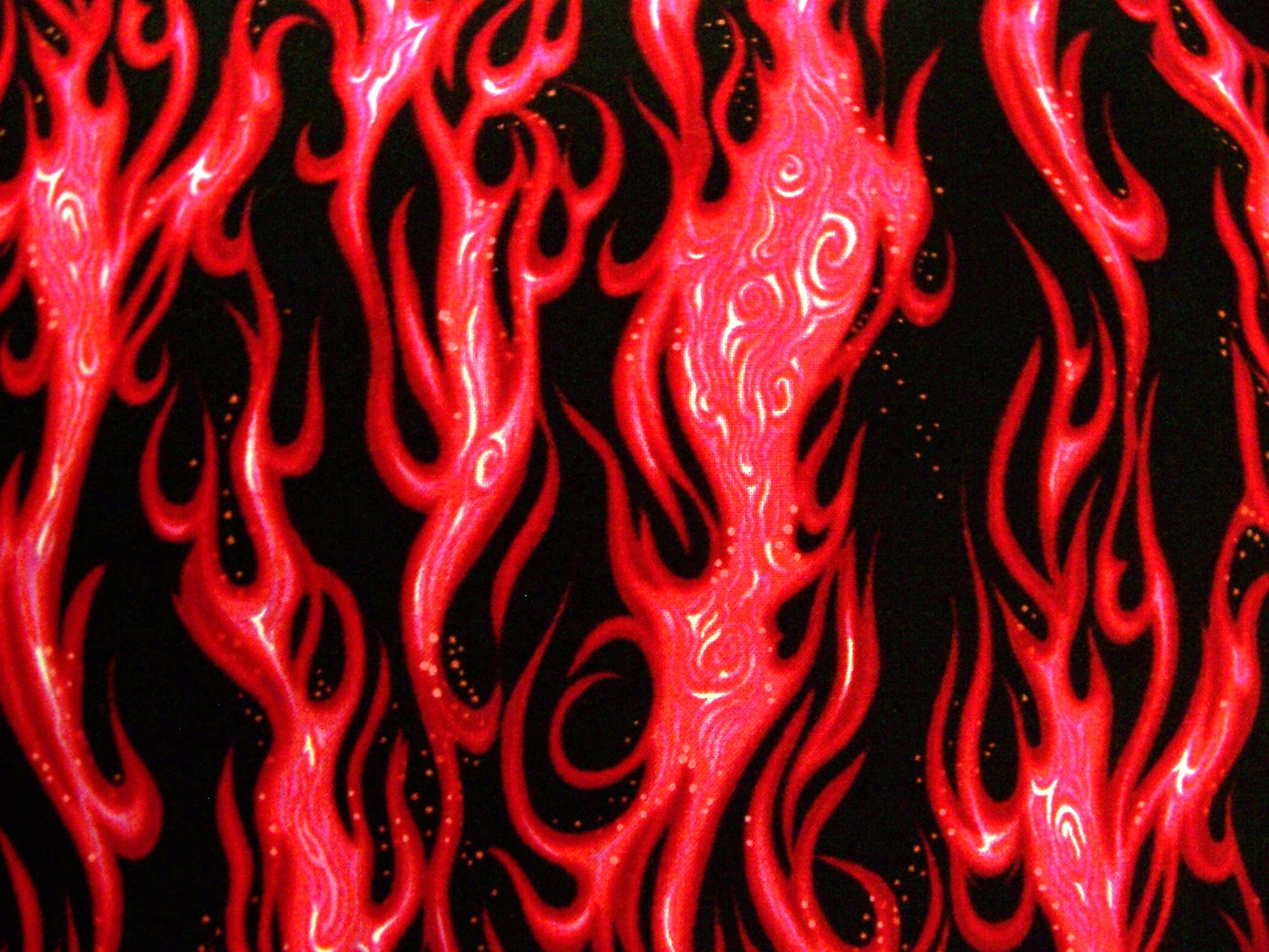 Red flames on black background