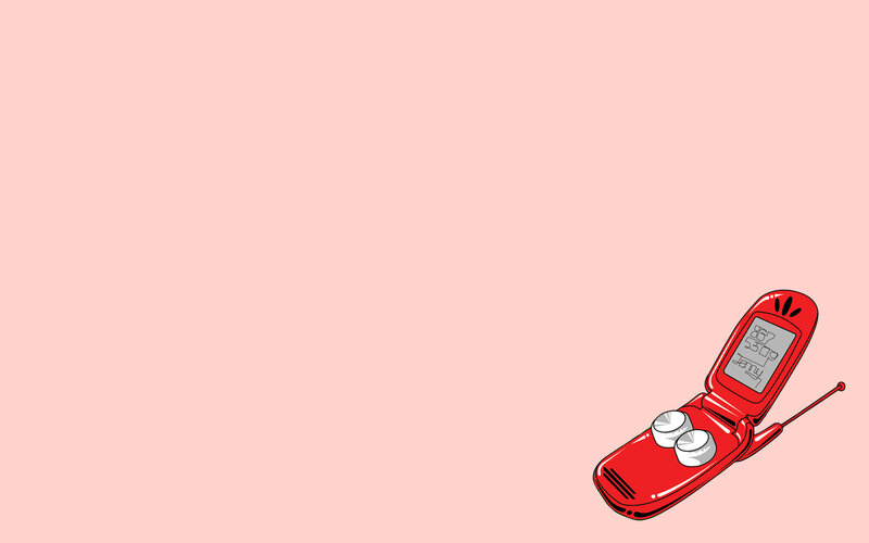 red flip phone illustration