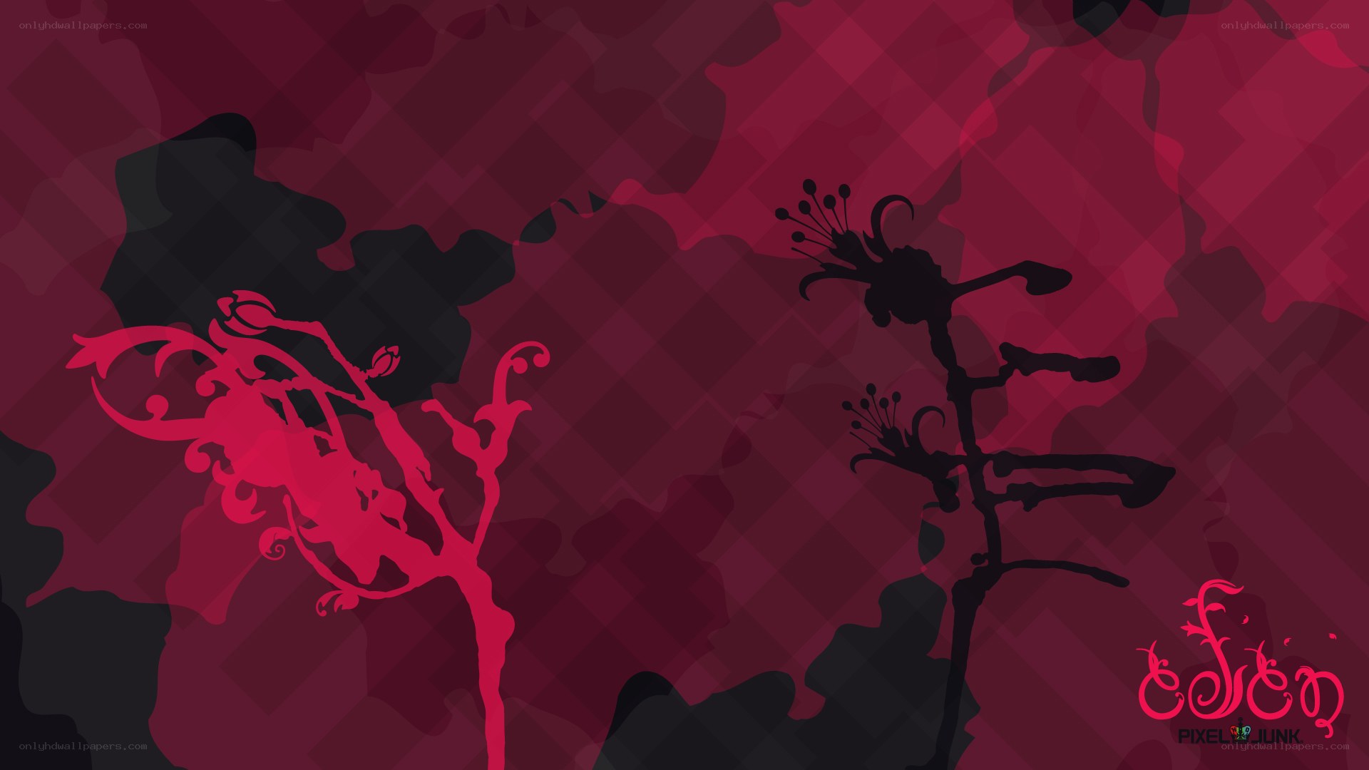 Red floral abstract background