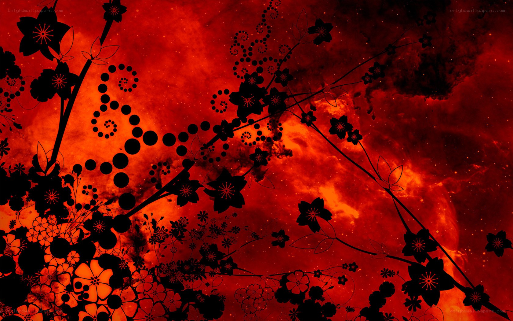 Red floral abstract background