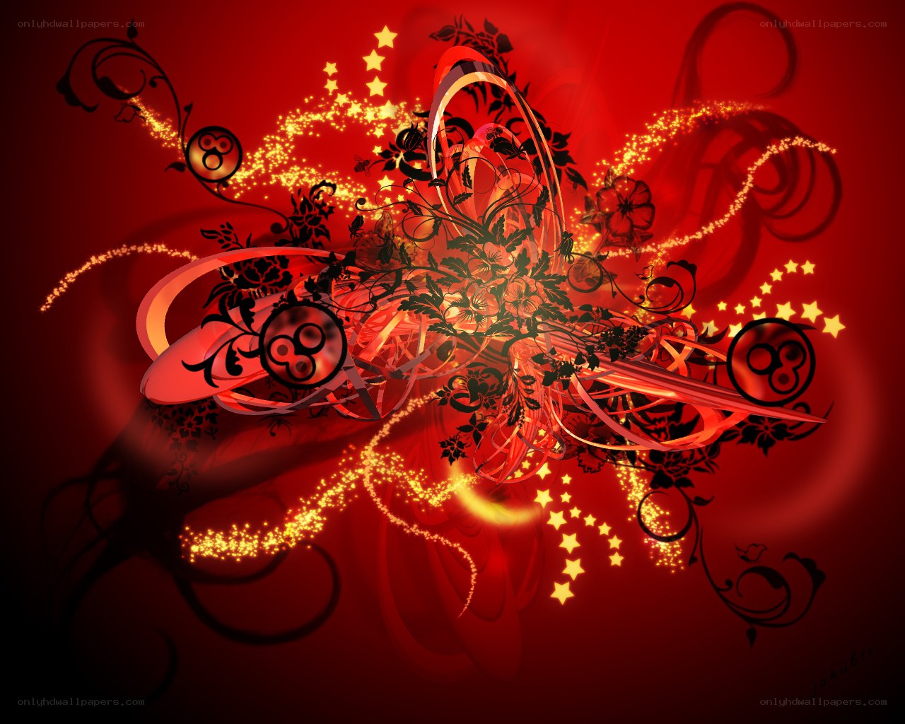 red floral abstract design