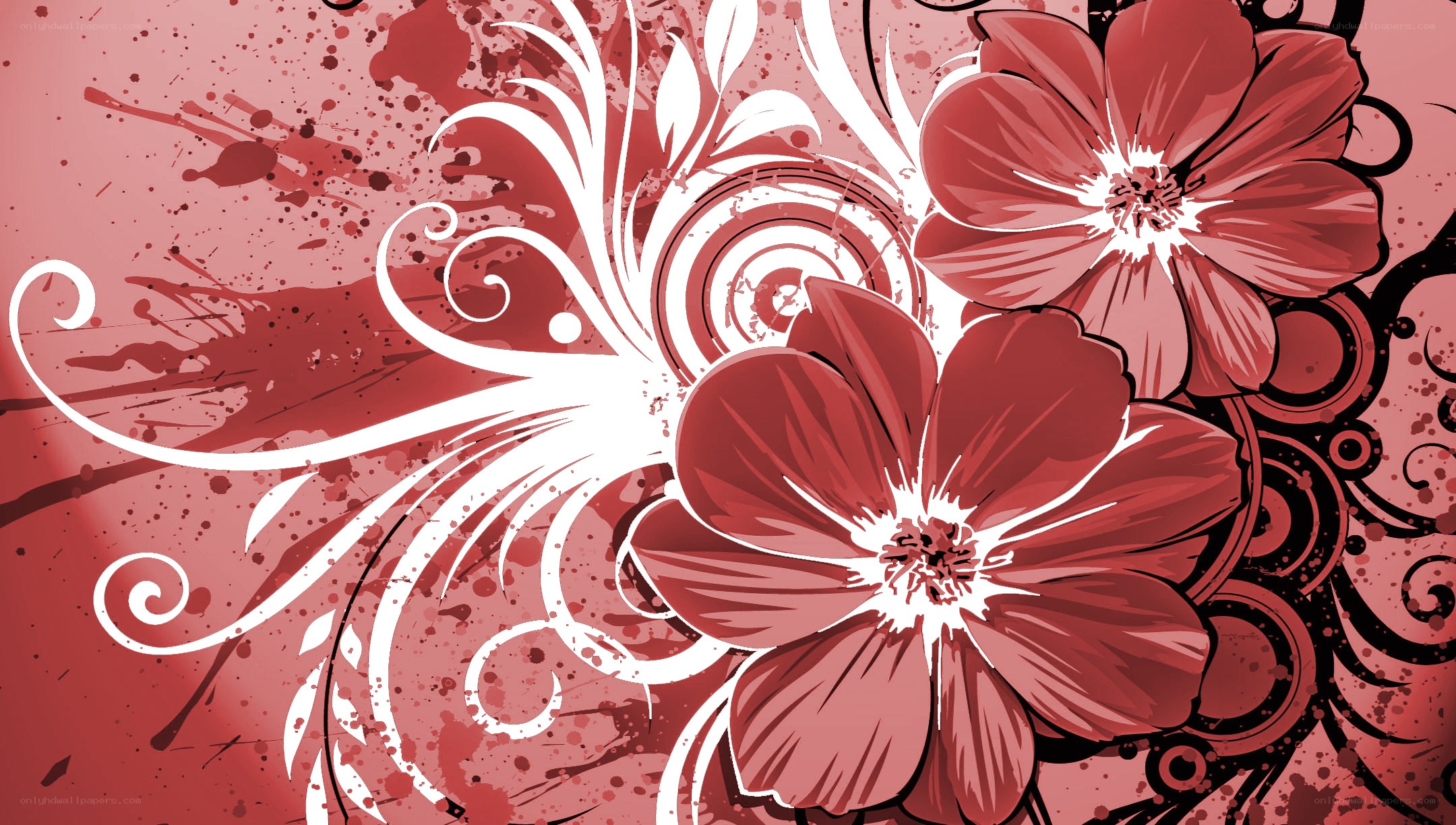 red floral abstract design