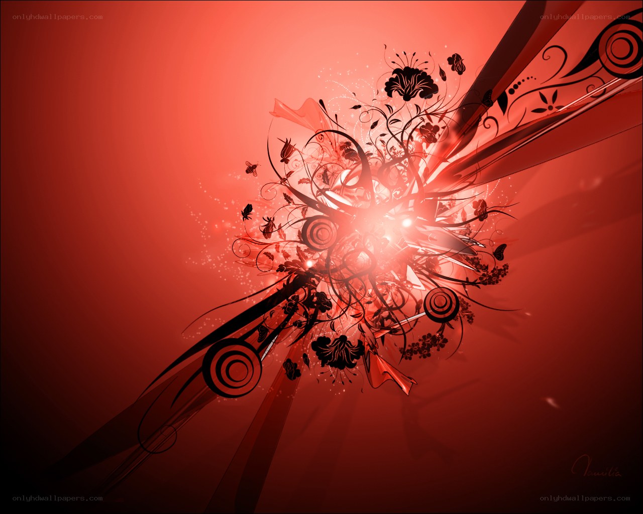 Red floral abstract design