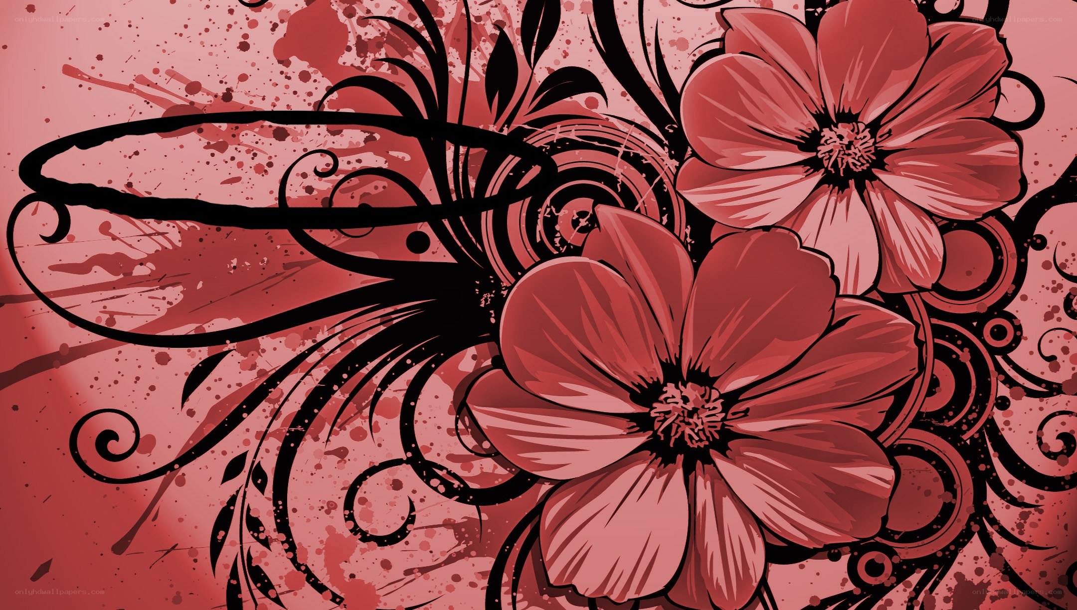 red floral abstract design